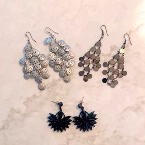 Bundle of three pairs of Chandelier style earrings